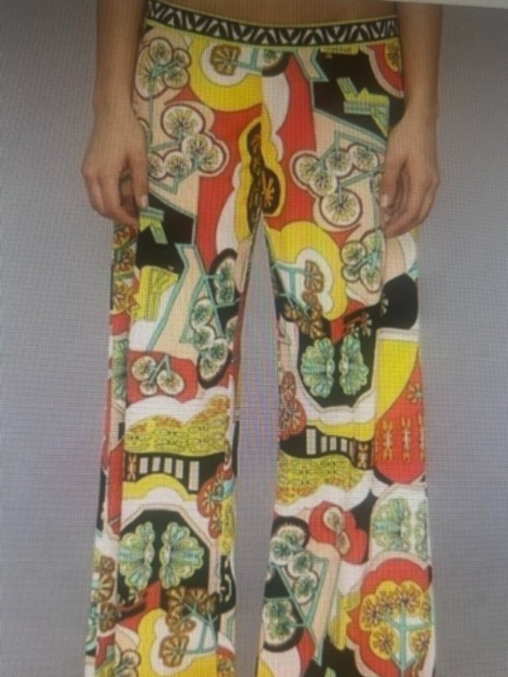 Trina Turk Modern Garden Wide Leg Stretch Bold Modern Comfy Elastic Waist Pants